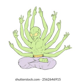 Design of alien with many arms