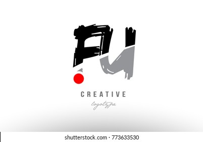 Design of alphabet grunge letter logo combination fu f u with black grey color for a company or business