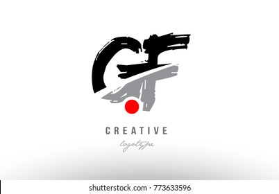 Design of alphabet grunge letter logo combination gf g f with black grey color for a company or business