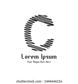 Design of alphabet letter C with lines stripe as a logo for a company or business