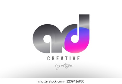 Design of alphabet letter combination ad a d silver grey metal metallic gradient color suitable as a logo for a company or business