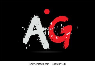Design of alphabet letter combination AG A G on black background with grunge texture and white red color suitable as a logo for a company or business
