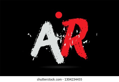 Design of alphabet letter combination AR A R on black background with grunge texture and white red color suitable as a logo for a company or business