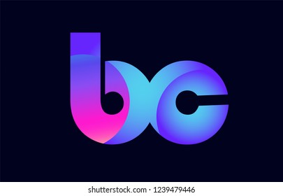 Design of alphabet letter combination bc b c pink blue gradient color suitable as a logo for a company or business