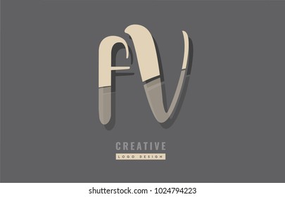 Design of alphabet letter combination fv f v logo suitable as an icon for a company or business