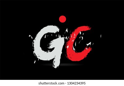 Design of alphabet letter combination GC G C on black background with grunge texture and white red color suitable as a logo for a company or business