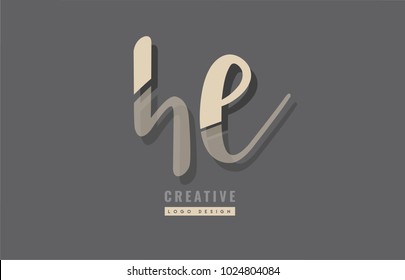 Design of alphabet letter combination he h e logo suitable as an icon for a company or business