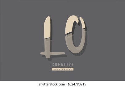 Design of alphabet letter combination lo l o logo suitable as an icon for a company or business