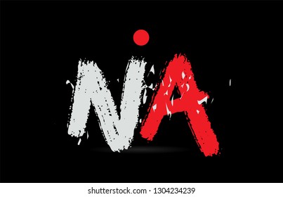 Design of alphabet letter combination NA N A on black background with grunge texture and white red color suitable as a logo for a company or business