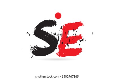 Design of alphabet letter combination SE S E with grunge texture and black red color suitable as a logo for a company or business