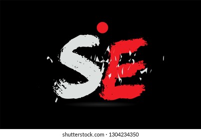 Design of alphabet letter combination SE S E on black background with grunge texture and white red color suitable as a logo for a company or business