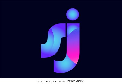 Design of alphabet letter combination sj s j pink blue gradient color suitable as a logo for a company or business