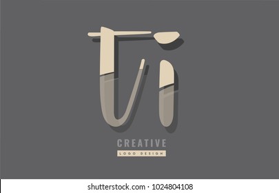 Design of alphabet letter combination ti t i logo suitable as an icon for a company or business