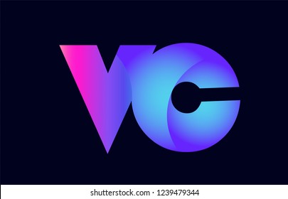 Design of alphabet letter combination vc v c pink blue gradient color suitable as a logo for a company or business