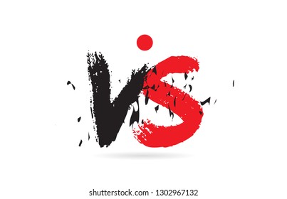 Design of alphabet letter combination VS V S with grunge texture and black red color suitable as a logo for a company or business