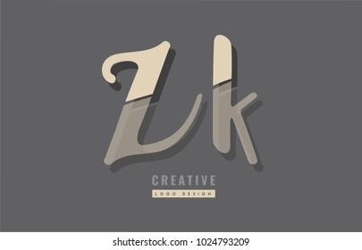 Design of alphabet letter combination zk z k logo suitable as an icon for a company or business
