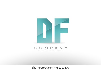 Design of alphabet letter df d f with green gradient color suitable as a logo for a company or business