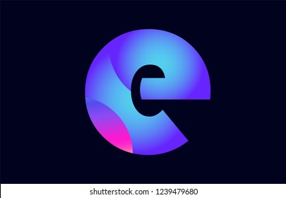 Design of alphabet letter e pink blue gradient color suitable as a logo for a company or business