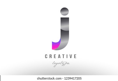 Design of alphabet letter j silver grey metal metallic gradient color suitable as a logo for a company or business