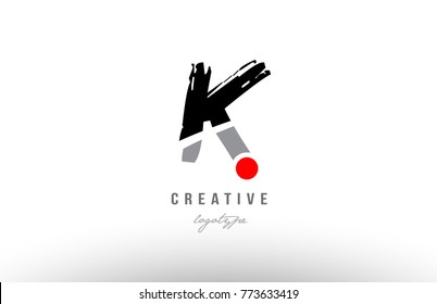 Design of alphabet letter k with grunge black grey color suitable as a logo for a company or business