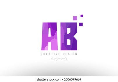 Design of alphabet letter logo ab a b with pink color and squares suitable as an icon for a company or business