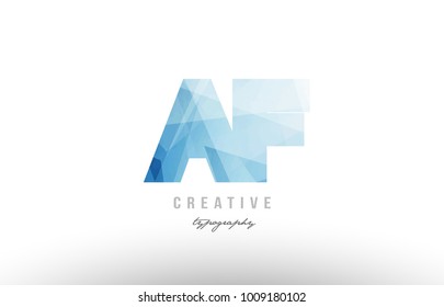 Design of alphabet letter logo af a f combination with blue color and polygonal pattern suitable as an icon for a company or business