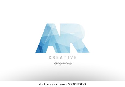 Design of alphabet letter logo ar a r combination with blue color and polygonal pattern suitable as an icon for a company or business