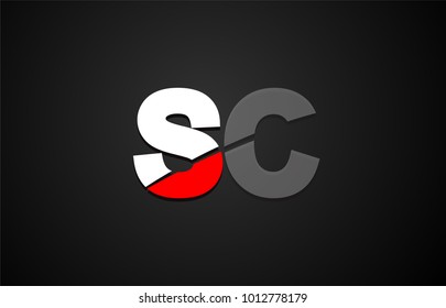 Design of alphabet letter logo combination sc s c with red white and black color icon for a company or business