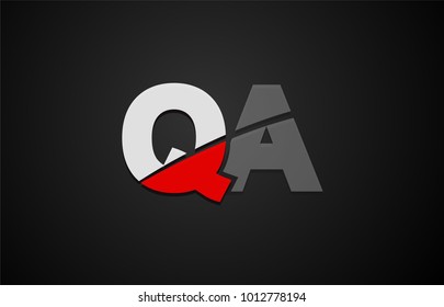 Design of alphabet letter logo combination qa q a with red white and black color icon for a company or business