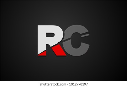 Design of alphabet letter logo combination rc r c with red white and black color icon for a company or business