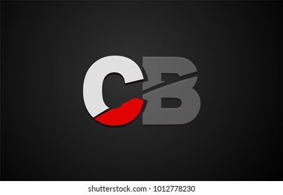 Design of alphabet letter logo combination cb c b with red white and black color icon for a company or business