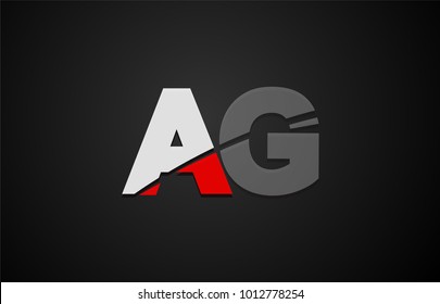 Design of alphabet letter logo combination ag a g with red white and black color icon for a company or business