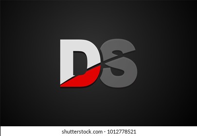 Design of alphabet letter logo combination ds d s with red white and black color icon for a company or business