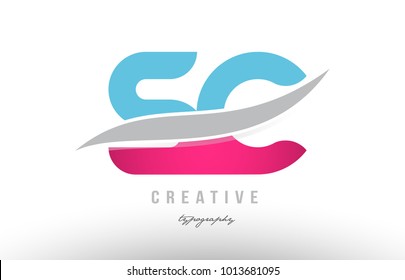 Design of alphabet letter logo combination sc s c with pink blue color suitable as an icon for a company or business
