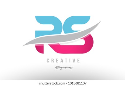 Design of alphabet letter logo combination rs r s with pink blue color suitable as an icon for a company or business