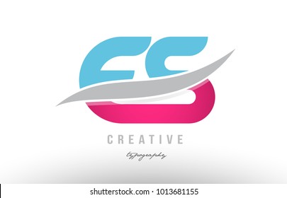 Design of alphabet letter logo combination es e s with pink blue color suitable as an icon for a company or business