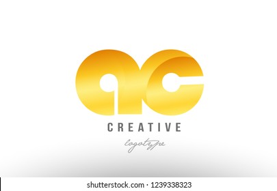 Design of alphabet letter logo combination ac a c with gold golden metal gradient color for a company or business