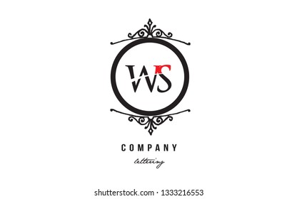 Design of alphabet letter logo combination WS W S with red black white color and decorative circle monogram suitable as a logo for a company or business