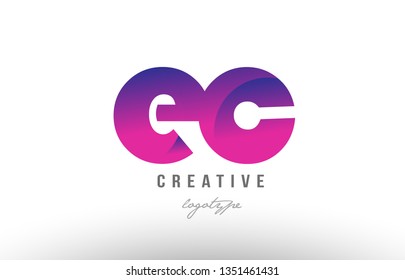 Design of alphabet letter logo combination ec e c with pink gradient color for a company or business