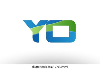 Design of alphabet letter logo combination yo y o with blue green color suitable as a logo for a company or business