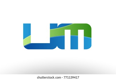 Design of alphabet letter logo combination um u m with blue green color suitable as a logo for a company or business