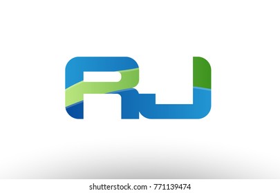 Design of alphabet letter logo combination rj r j with blue green color suitable as a logo for a company or business