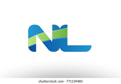 Design of alphabet letter logo combination nl n l with blue green color suitable as a logo for a company or business