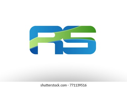 Design of alphabet letter logo combination rs r s with blue green color suitable as a logo for a company or business