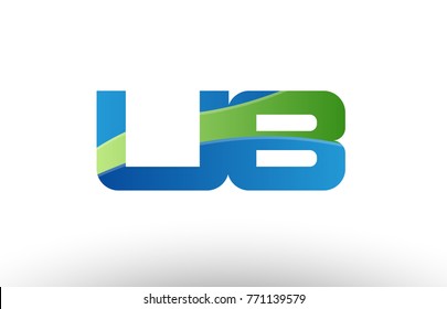 Design of alphabet letter logo combination ub u b with blue green color suitable as a logo for a company or business