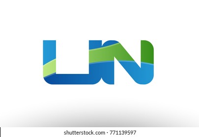 Design of alphabet letter logo combination un u n with blue green color suitable as a logo for a company or business