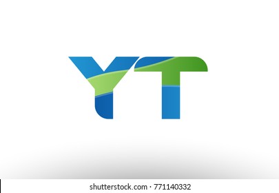 Design of alphabet letter logo combination yt y t with blue green color suitable as a logo for a company or business