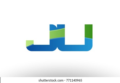 Design of alphabet letter logo combination ju j u with blue green color suitable as a logo for a company or business