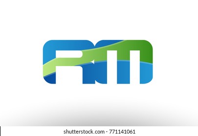 Design of alphabet letter logo combination rm r m with blue green color suitable as a logo for a company or business