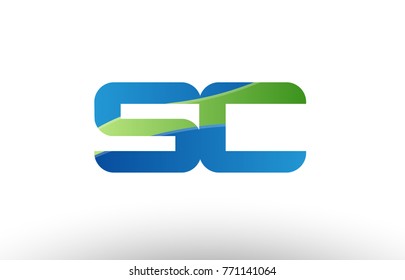 Design of alphabet letter logo combination sc s c with blue green color suitable as a logo for a company or business